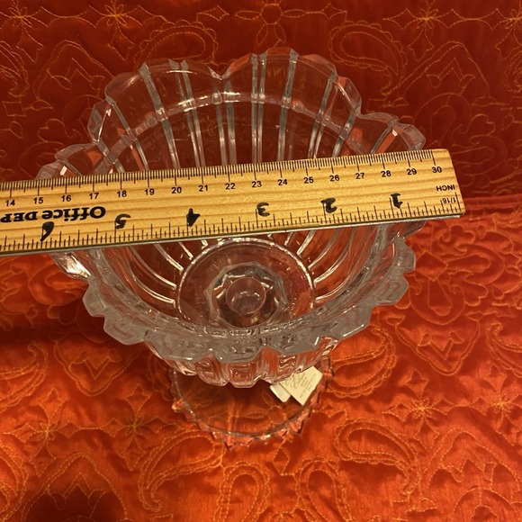 Antique Japanese Crystal Candle Holder/Bowl scalloped edge 8.5" - Picture 3 of 7
